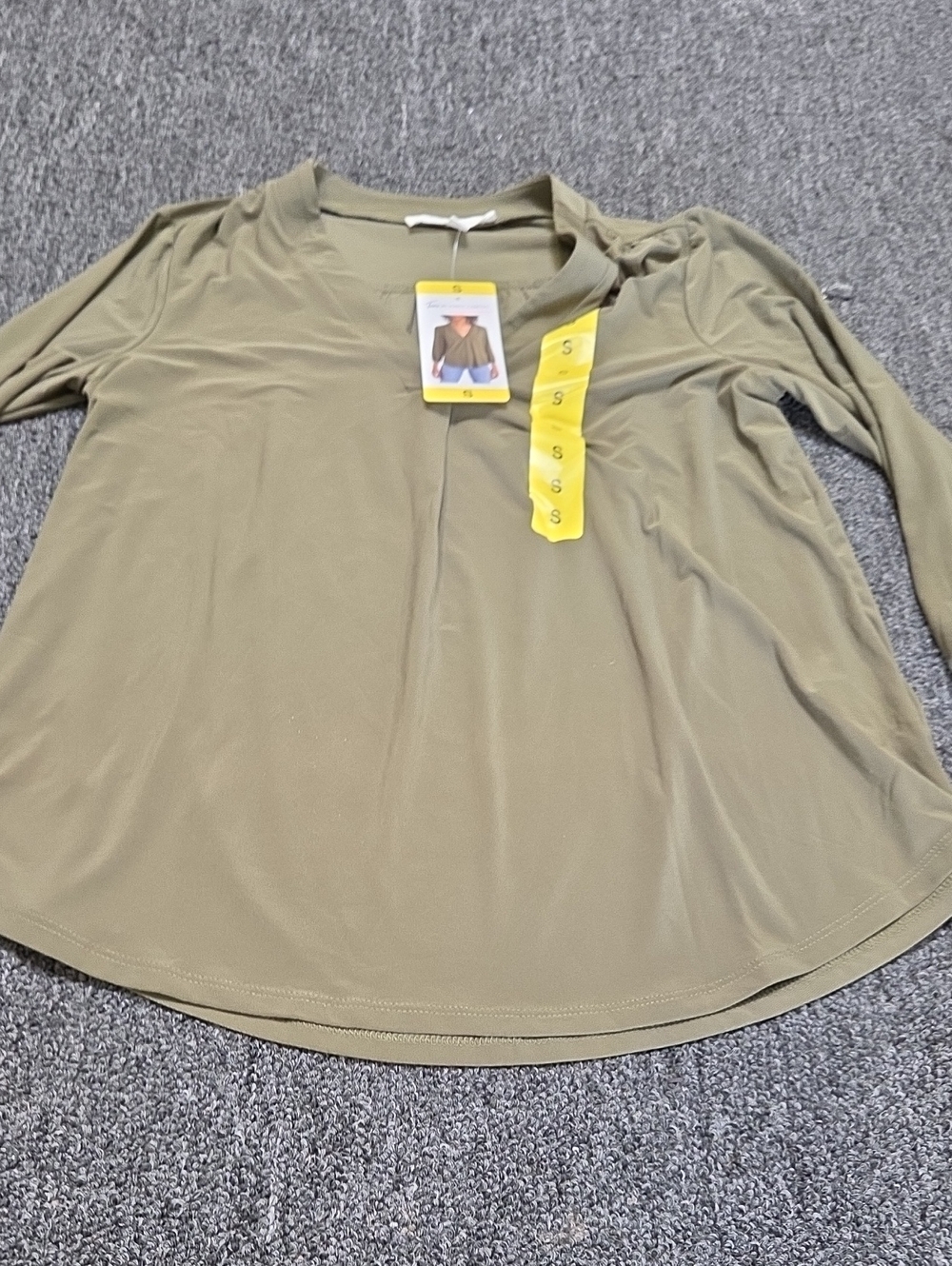 (#5C) Vince Camuto Olive Green V-Neck Long Sleeve Top